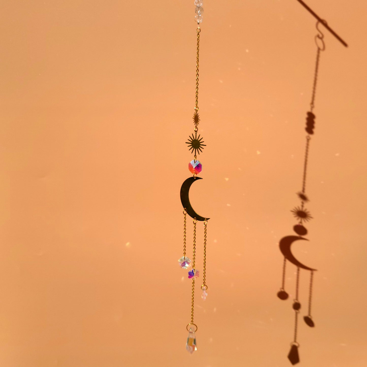 DÉCORATION SUNCATCHER " UNIVERS " avec SOLEIL & LUNE - ATTRAPE SOLEIL UNIQUE, ARTISANAL & ORIGINAL