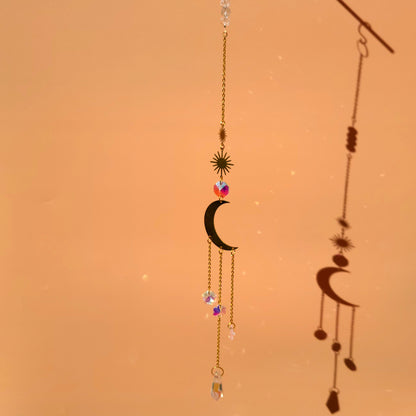 DÉCORATION SUNCATCHER " UNIVERS " avec SOLEIL & LUNE - ATTRAPE SOLEIL UNIQUE, ARTISANAL & ORIGINAL