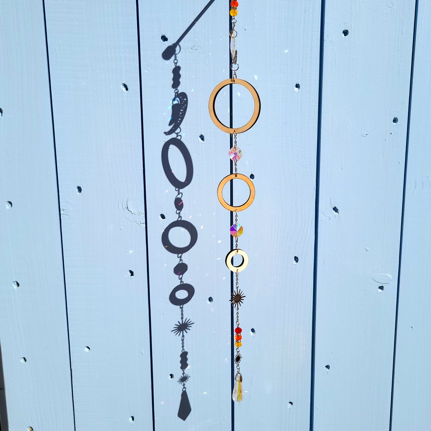 DÉCORATION SUNCATCHER " UNIVERS " avec SOLEIL & LUNE - ATTRAPE SOLEIL UNIQUE, ARTISANAL & ORIGINAL