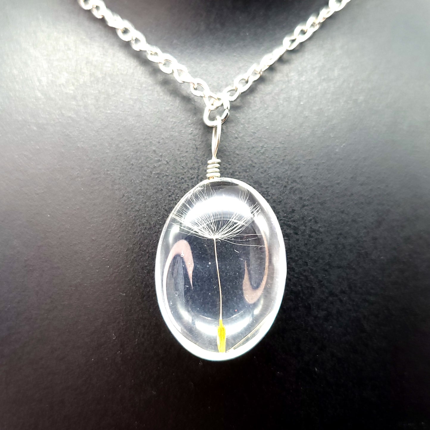 COLLIERS + PENDENTIF VRAIES GRAINES DE PISSENLITS SOUS VERRE - UNIQUES, ORIGINAUX & ARTISANAUX