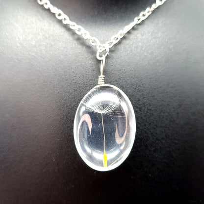 COLLIERS + PENDENTIF VRAIES GRAINES DE PISSENLITS SOUS VERRE - UNIQUES, ORIGINAUX & ARTISANAUX
