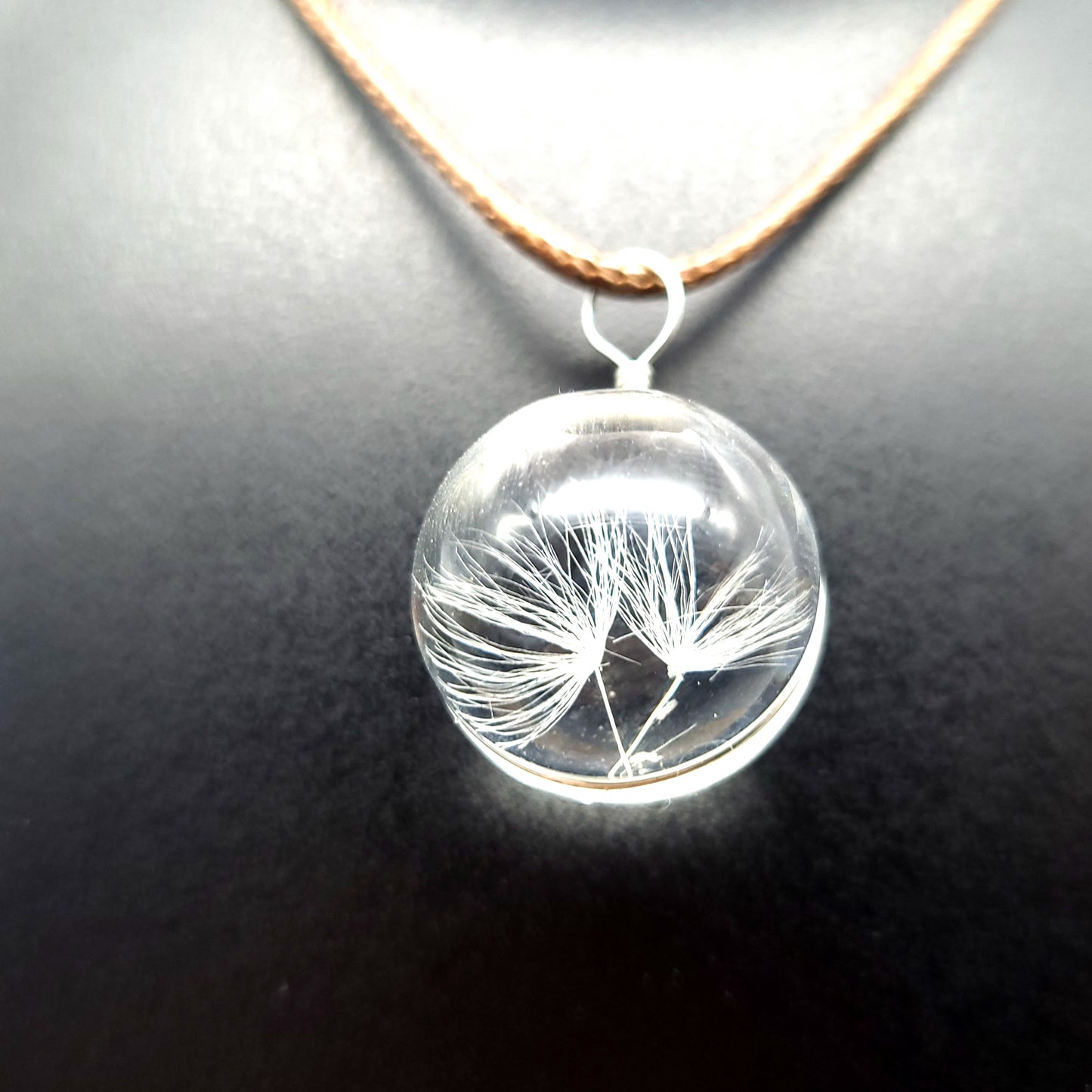 COLLIERS + PENDENTIF VRAIES GRAINES DE PISSENLITS SOUS VERRE - UNIQUES, ORIGINAUX & ARTISANAUX