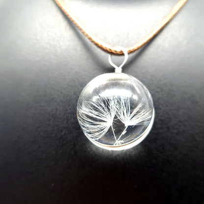 COLLIERS + PENDENTIF VRAIES GRAINES DE PISSENLITS SOUS VERRE - UNIQUES, ORIGINAUX & ARTISANAUX
