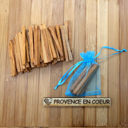 LOT BÂTONNETS de PALO SANTO BOIS SACRÉ + SAC en ORGANZA OFFERT - ENCENS NATUREL