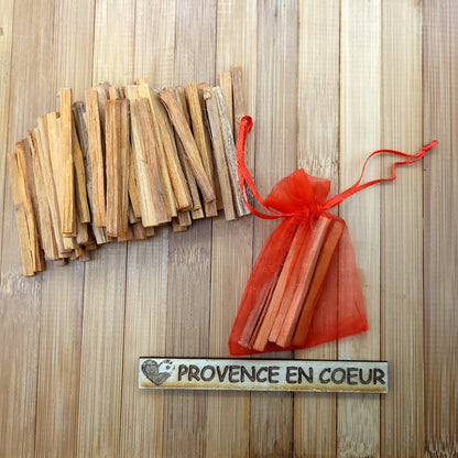 LOT BÂTONNETS de PALO SANTO BOIS SACRÉ + SAC en ORGANZA OFFERT - ENCENS NATUREL