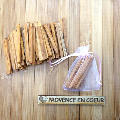 LOT BÂTONNETS de PALO SANTO BOIS SACRÉ + SAC en ORGANZA OFFERT - ENCENS NATUREL