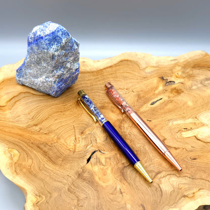 DIVERS STYLOS à BILLES EN PIERRES SEMI-PRÉCIEUSES (base métal doré...) - COULEURS & PIERRES AU CHOIX