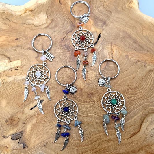 PORTE CLÉS + PENDENTIFS ATTRAPE-RÊVES en PIERRES DIVERSES - BIJOUX ARTISANAUX & ORIGINAUX