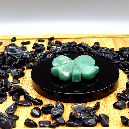 DISQUE MIROIR ROND en PIERRE OBSIDIENNE NOIRE + SUPPORT – ORIGINAL, UNIQUE & ARTISANAL