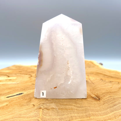 TOUR LARGE en POINTE EN PIERRE AGATE BLANCHE N°1- UNIQUE & ARTISANALE