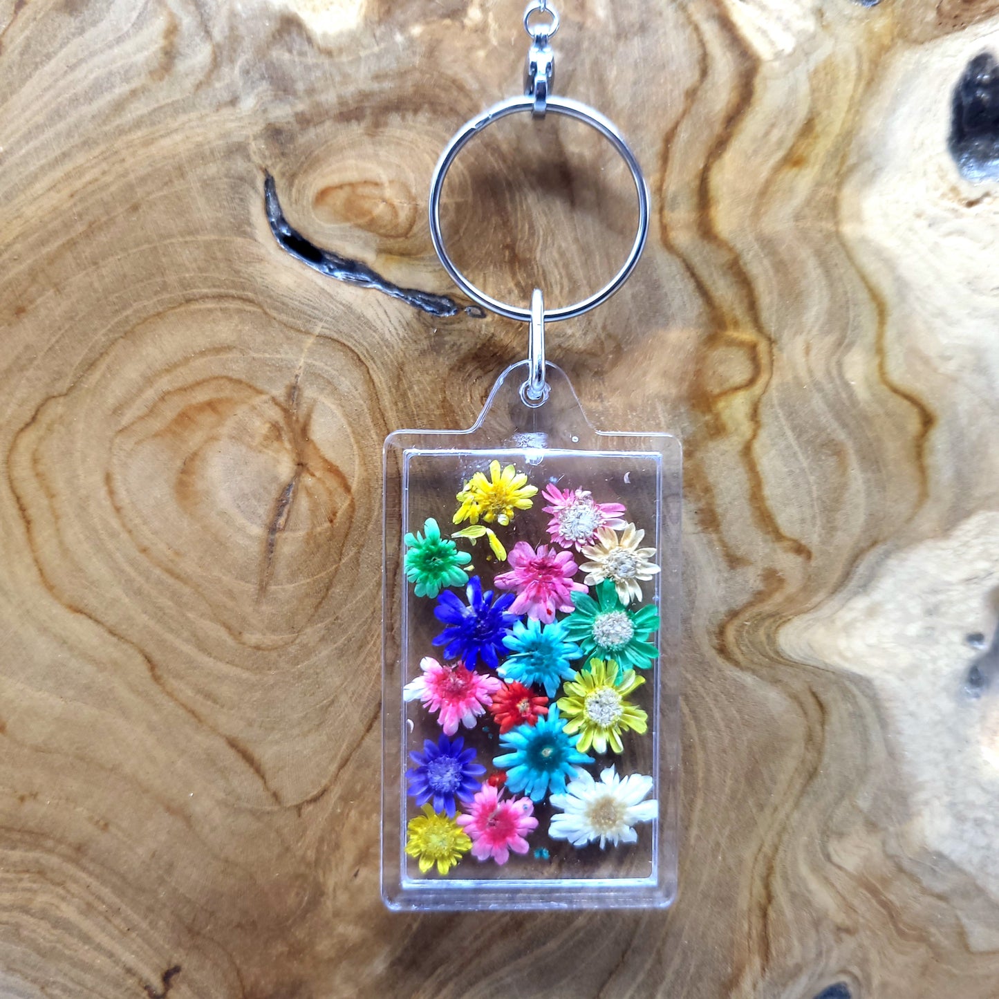 MAGNIFIQUES PORTE-CLÉS DE VRAIES FLEURS SÉCHÉES - UNIQUES, ORIGINAUX & ARTISANAUX