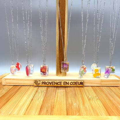 DIVERS COLLIERS + PENDENTIFS DE VRAIES FEUILLES D' ÉRABLES DU JAPON (acer) SOUS VERRE - UNIQUES, ORIGINAUX & ARTISANAUXENDENTIF