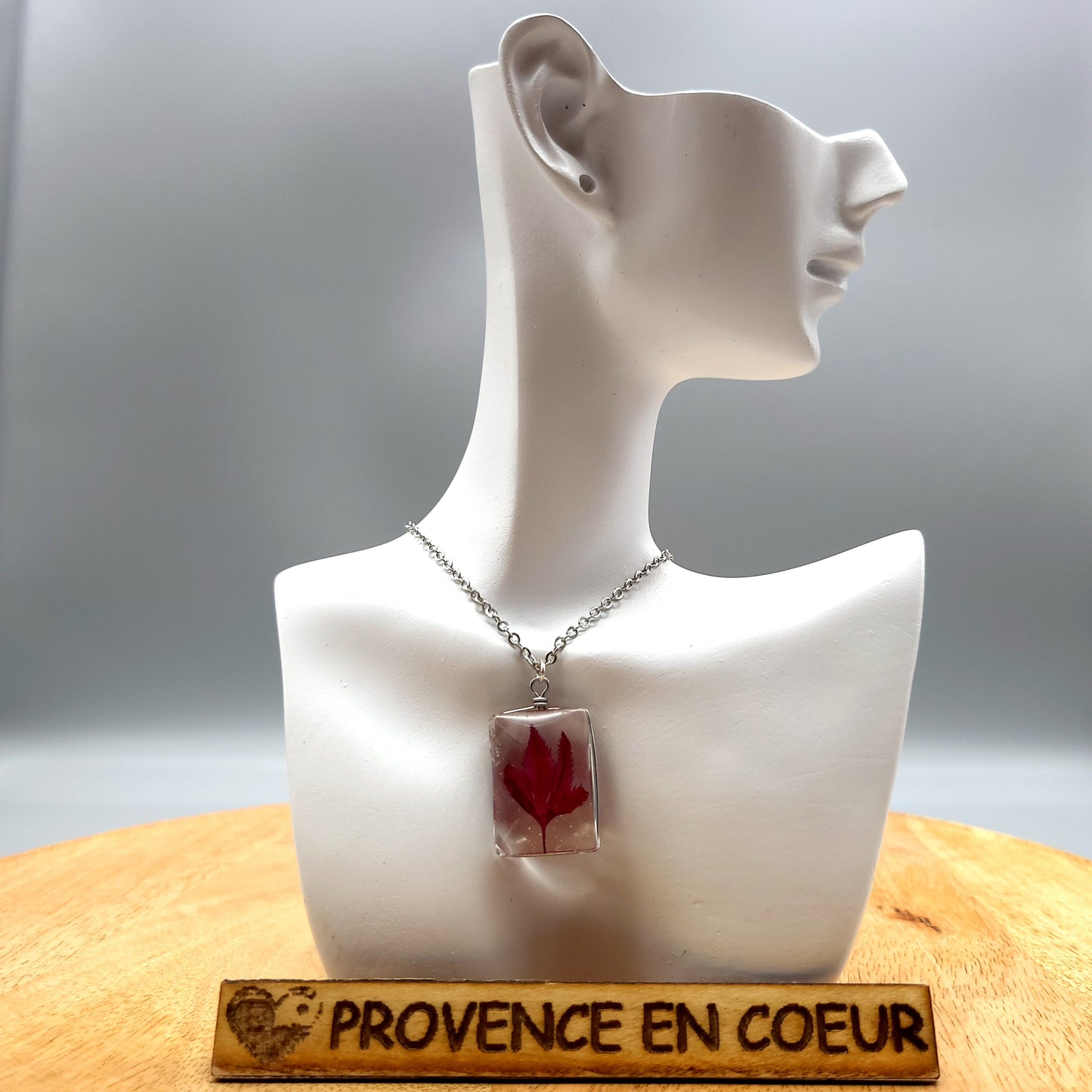 DIVERS COLLIERS + PENDENTIFS DE VRAIES FEUILLES D' ÉRABLES DU JAPON (acer) SOUS VERRE - UNIQUES, ORIGINAUX & ARTISANAUXENDENTIF