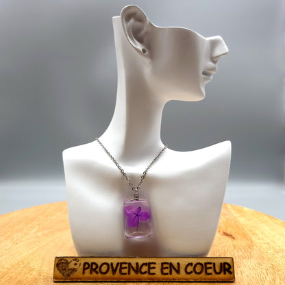 DIVERS COLLIERS + PENDENTIFS DE VRAIES FLEURS SOUS VERRE - UNIQUES, ORIGINAUX & ARTISANAUX