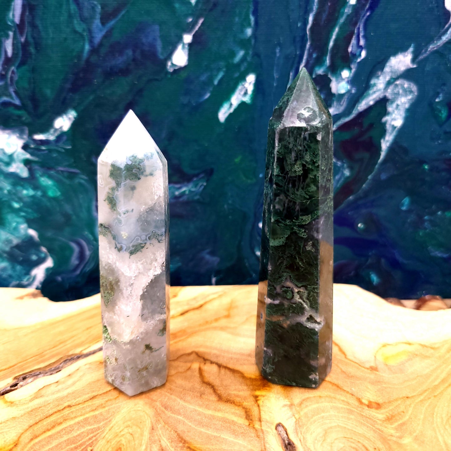 TOUR en POINTE EN PIERRE AGATE MOUSSE - UNIQUE & ARTISANALE