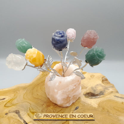FLEUR " ROSE " EN PIERRE CALCITE JAUNE SCULPTÉE – DÉCORATION ORIGINALE, UNIQUE & ARTISANALE
