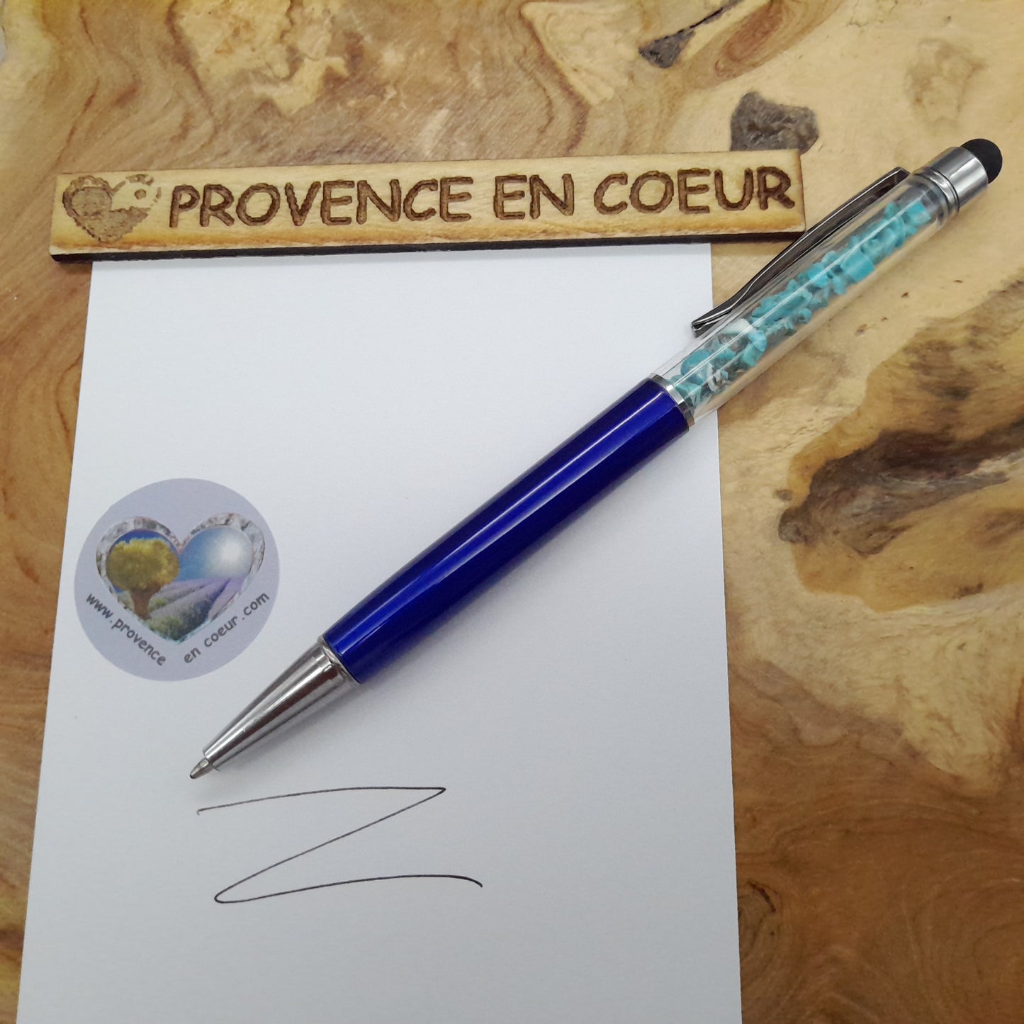 DIVERS STYLOS à BILLES EN PIERRES SEMI-PRÉCIEUSES (base métal argentée) - COULEURS & PIERRES AU CHOIX