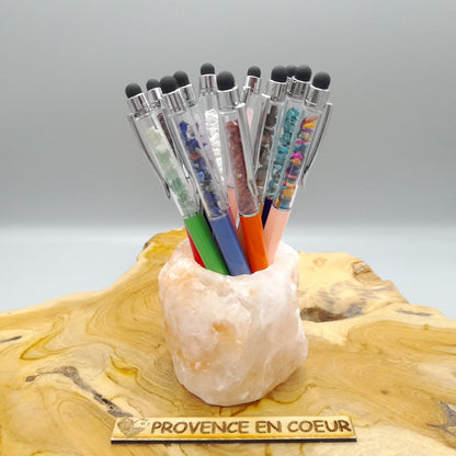 DIVERS STYLOS à BILLES EN PIERRES SEMI-PRÉCIEUSES (base métal doré...) - COULEURS & PIERRES AU CHOIX