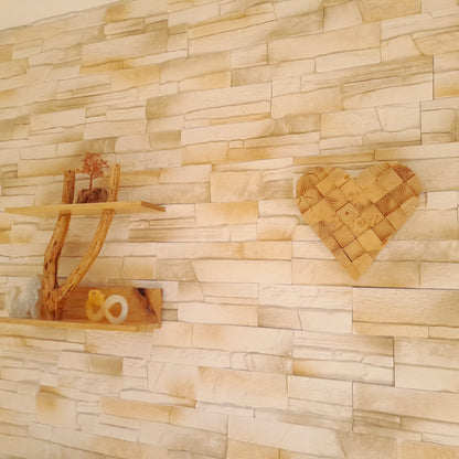 TABLEAU COEUR EN PUZZLES CUBES EN 3D EN BOIS VERNIS N°3 - DÉCORATION ARTISANALE, ORIGINALE & UNIQUE