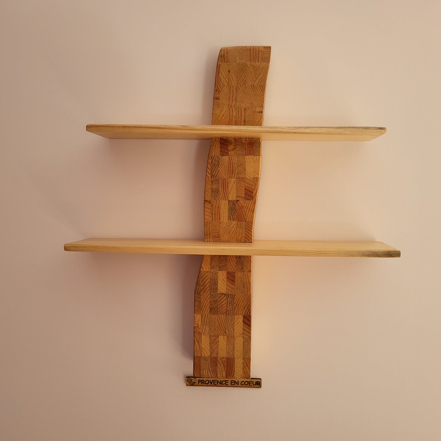 ÉTAGÈRE PUZZLE EN BOIS  + 2 TABLETTES EN PIN - MODÈLE ÉCOLO, ARTISANAL, ORIGINAL & UNIQUE