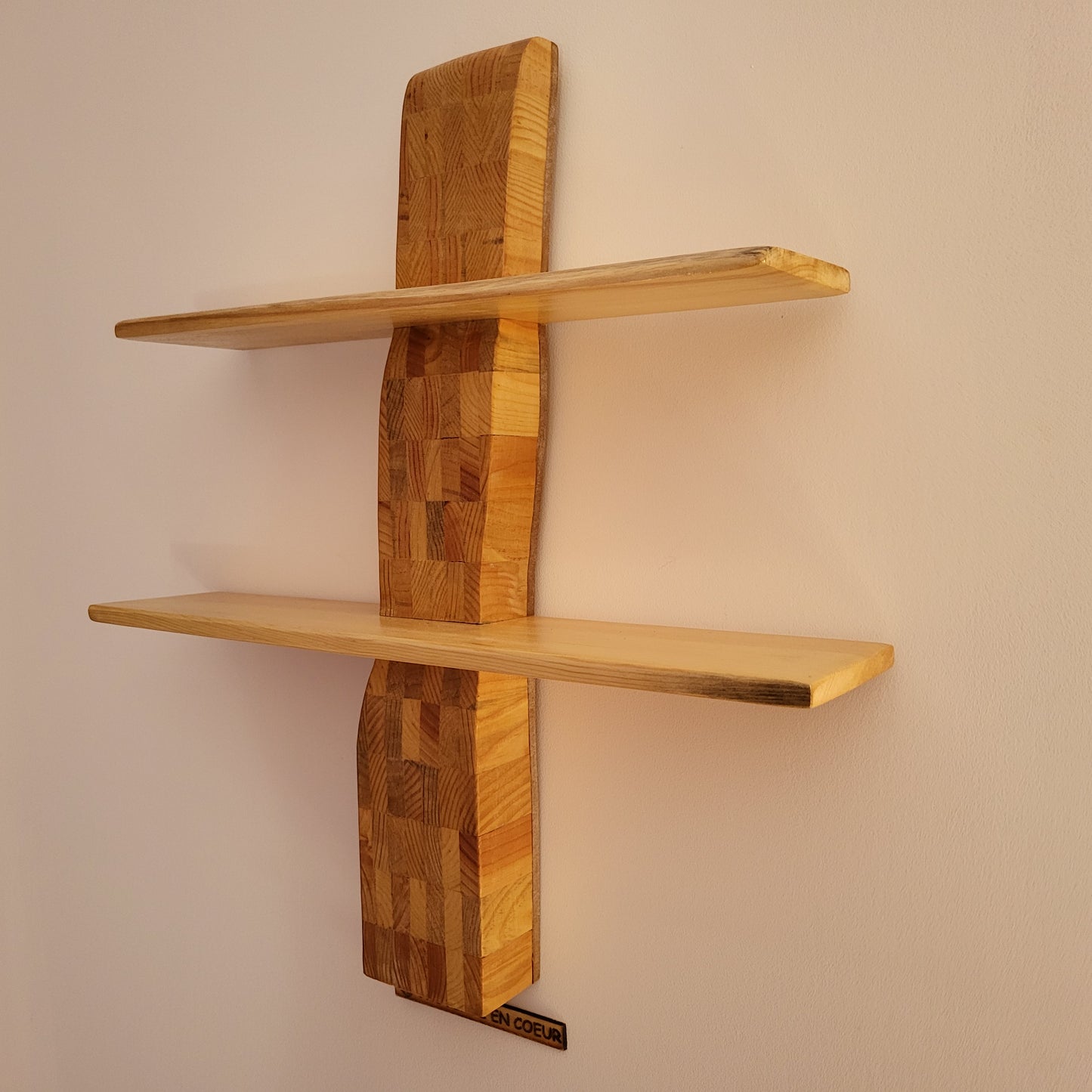 ÉTAGÈRE PUZZLE EN BOIS  + 2 TABLETTES EN PIN - MODÈLE ÉCOLO, ARTISANAL, ORIGINAL & UNIQUE