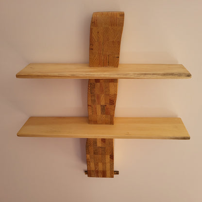 ÉTAGÈRE PUZZLE EN BOIS  + 2 TABLETTES EN PIN - MODÈLE ÉCOLO, ARTISANAL, ORIGINAL & UNIQUE