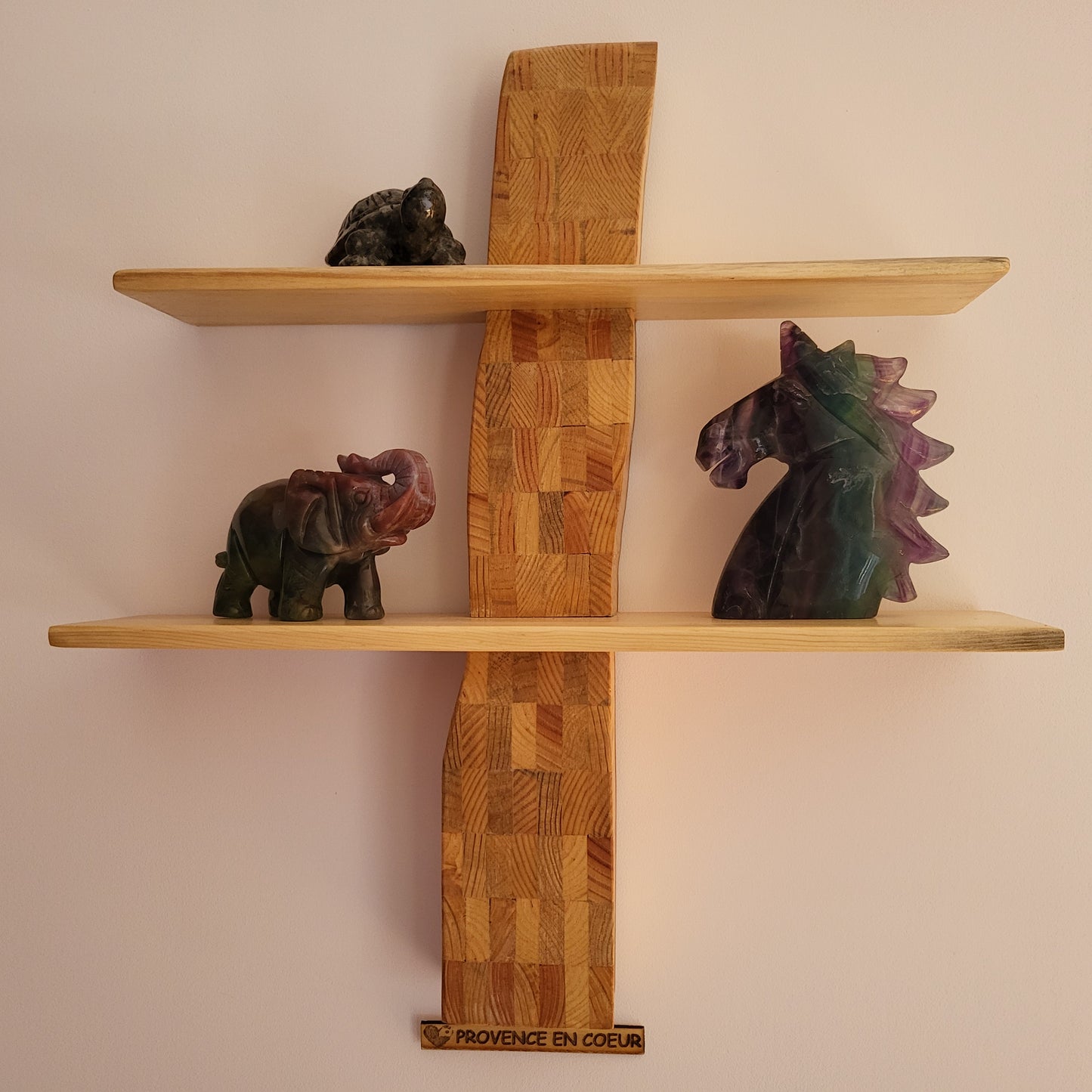 ÉTAGÈRE PUZZLE EN BOIS  + 2 TABLETTES EN PIN - MODÈLE ÉCOLO, ARTISANAL, ORIGINAL & UNIQUE