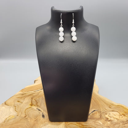 3 MODÈLES DE BOUCLES D'OREILLES EN PIERRE de QUARTZ BLANC - BIJOUX ARTISANAUX, UNIQUES & ORIGINAUX
