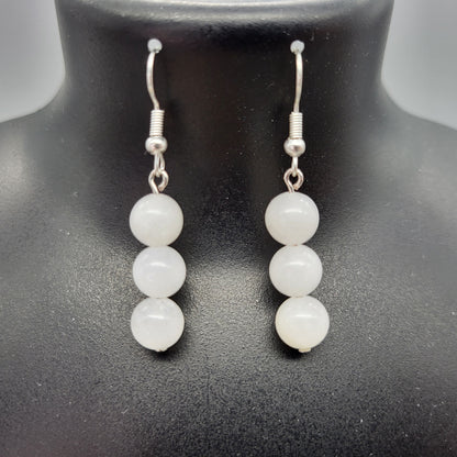 3 MODÈLES DE BOUCLES D'OREILLES EN PIERRE de QUARTZ BLANC - BIJOUX ARTISANAUX, UNIQUES & ORIGINAUX