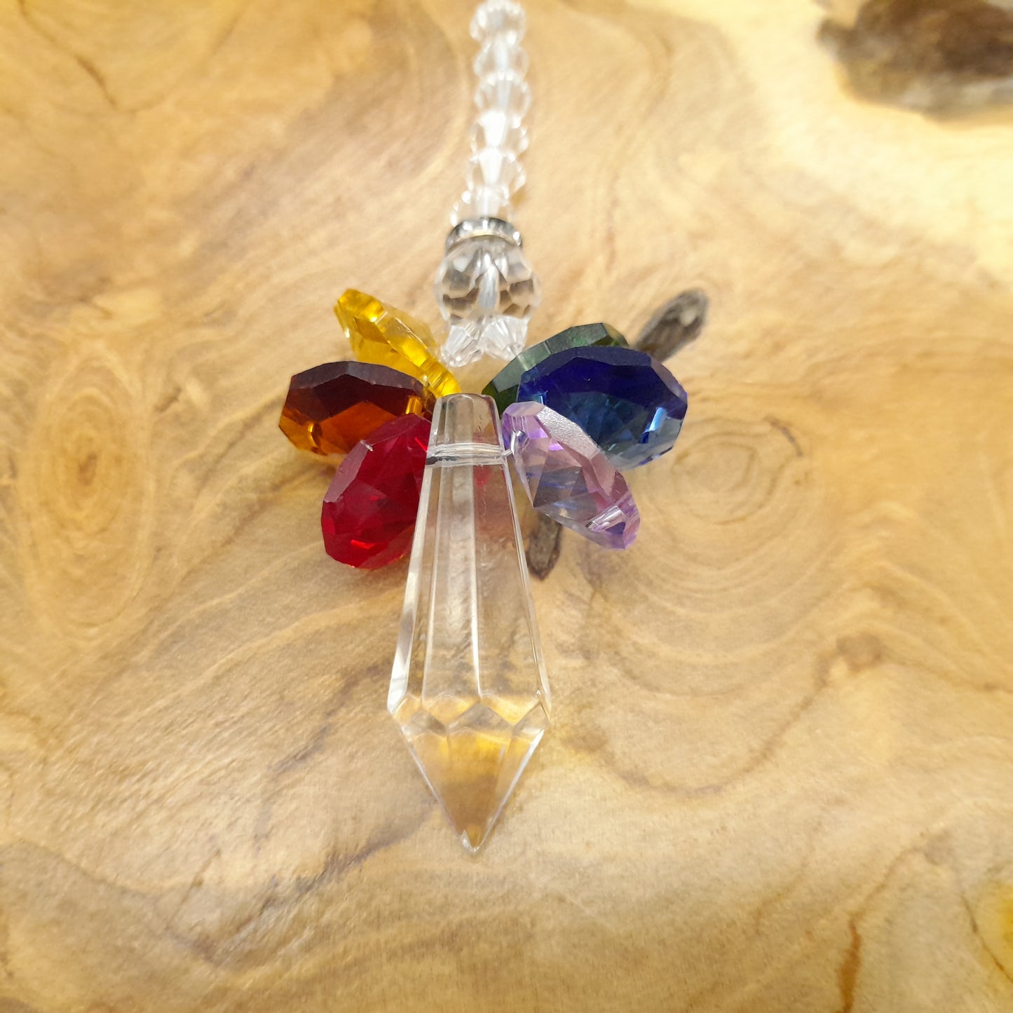 DÉCORATION SUNCATCHER ÉTOILES EN BOIS + ANGES 7 CHAKRAS - ATTRAPE SOLEIL UNIQUE, ARTISANAL & ORIGINAL