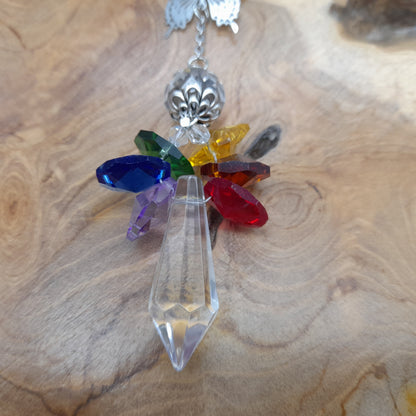 DÉCORATION SUNCATCHER 7 CHAKRAS + ANGE & PAPILLONS + COEUR EN  BOIS - ATTRAPE SOLEIL UNIQUE, ARTISANAL & ORIGINAL