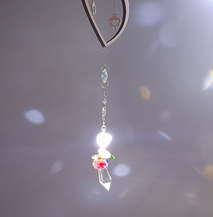 DÉCORATION SUNCATCHER 7 CHAKRAS + ANGE & PAPILLONS + COEUR EN  BOIS - ATTRAPE SOLEIL UNIQUE, ARTISANAL & ORIGINAL