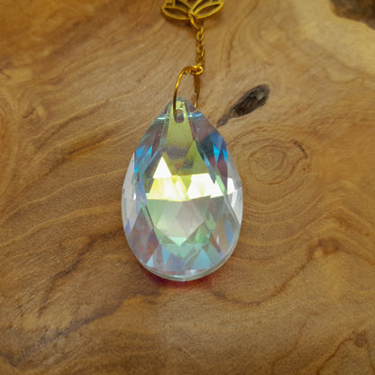 DÉCORATION SUNCATCHER EN BOIS + LOTUS EN MÉTAL DORÉ - ATTRAPE SOLEIL UNIQUE, ARTISANAL & ORIGINAL