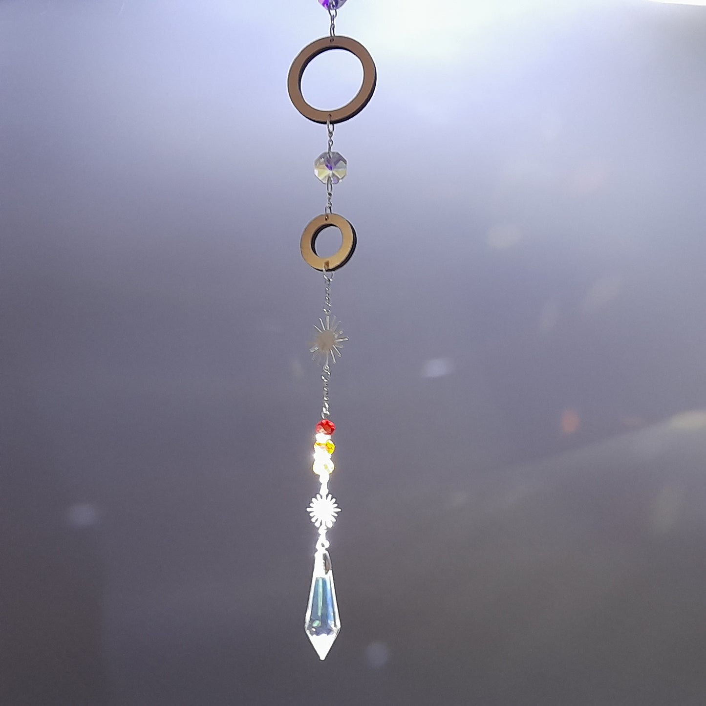 DÉCORATION SUNCATCHER " UNIVERS " avec SOLEIL & LUNE - ATTRAPE SOLEIL UNIQUE, ARTISANAL & ORIGINAL