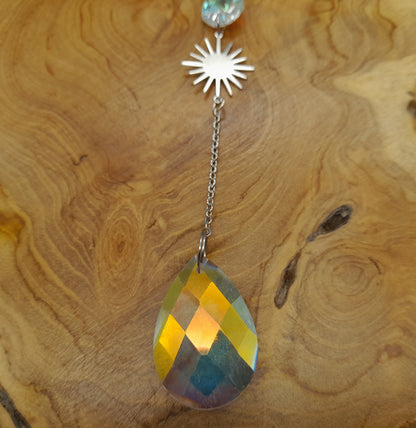DÉCORATION SUNCATCHER " UNIVERS + 7 CHAKRAS " avec SOLEILS & PLANÈTE SATURNE - ATTRAPE SOLEIL UNIQUE, ARTISANAL & ORIGINAL