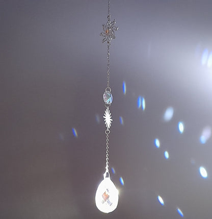 DÉCORATION SUNCATCHER " UNIVERS + 7 CHAKRAS " avec SOLEILS & PLANÈTE SATURNE - ATTRAPE SOLEIL UNIQUE, ARTISANAL & ORIGINAL