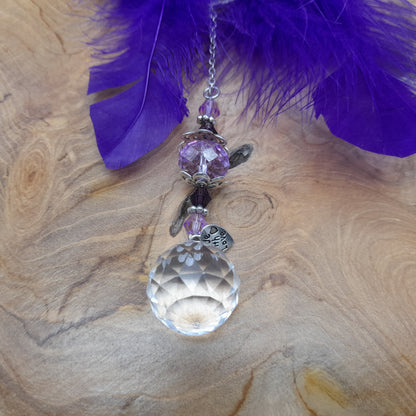 DÉCORATION " 2 EN 1 "  DREAMCATCHER + SUNCATCHER TONS VIOLETS MAUVES + ÉTOILE - (ATTRAPE-RÊVES avec un ATTRAPE SOLEIL) UNIQUE, ARTISANAL & ORIGINAL