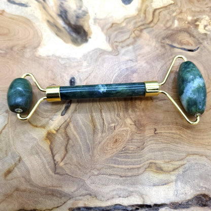 OUTIL de BEAUTÉ AVEC « 2 ROULEAUX » EN PIERRE DE JADE VERT - MASSAGE & ANTI-ÂGE - 3 MODÈLES AU CHOIX