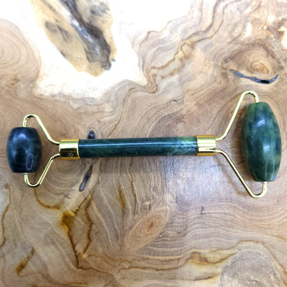 OUTIL de BEAUTÉ AVEC « 2 ROULEAUX » EN PIERRE DE JADE VERT - MASSAGE & ANTI-ÂGE - 3 MODÈLES AU CHOIX
