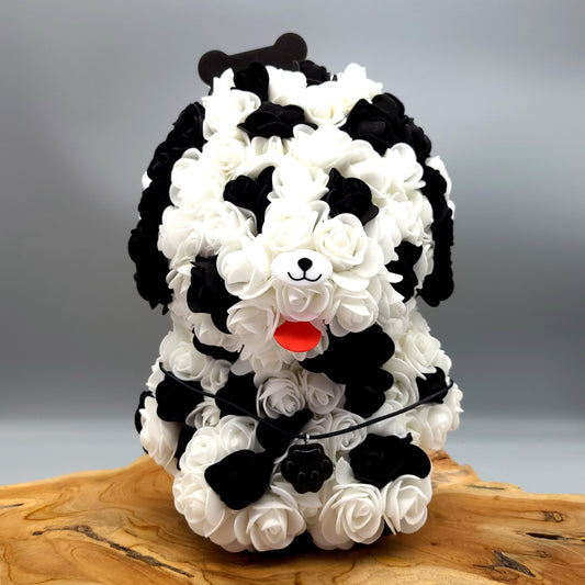 DÉCORATION " 2 EN 1 " CHIEN 3D DALMATIEN NOIR & BLANC + BIJOU COLLIER FANTAISIE - UNIQUE, ORIGINAL & ARTISANAL