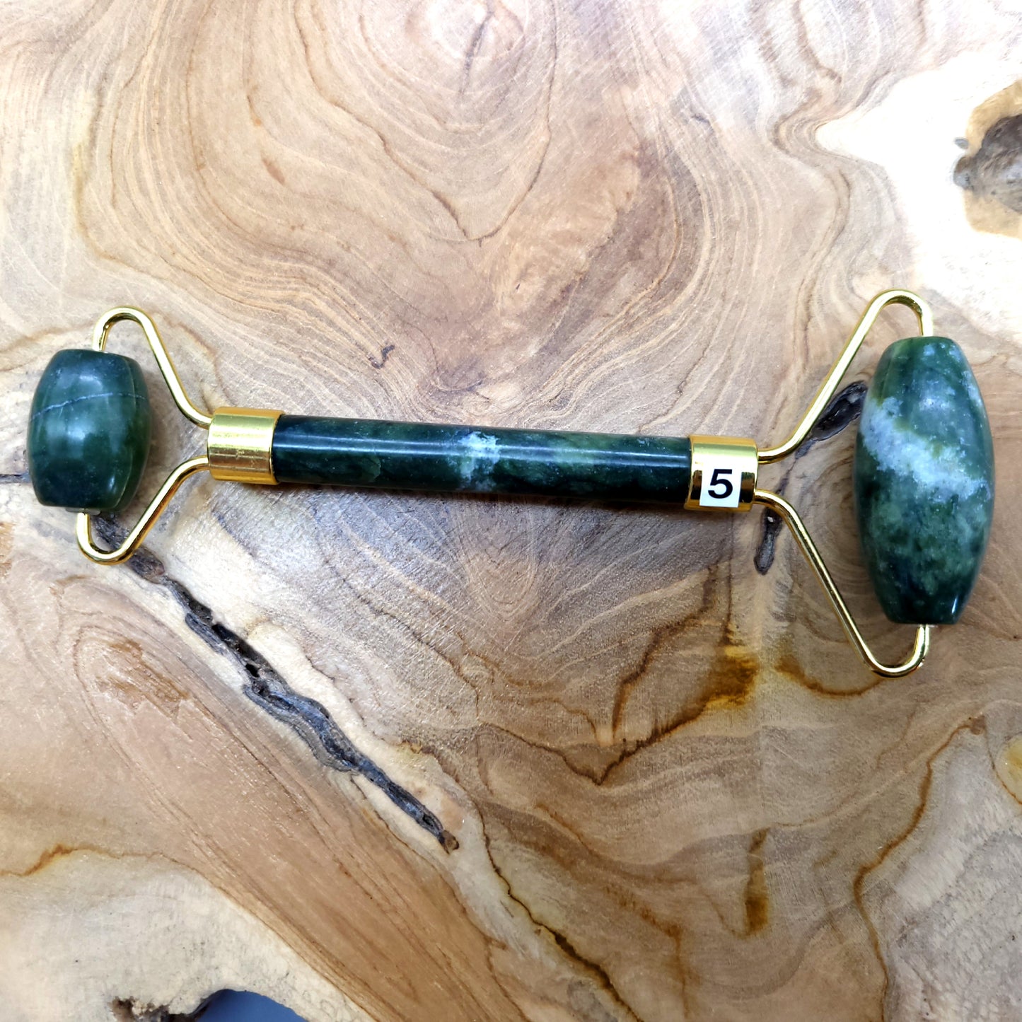 OUTIL de BEAUTÉ AVEC « 2 ROULEAUX » EN PIERRE DE JADE VERT - MASSAGE & ANTI-ÂGE - 3 MODÈLES AU CHOIX