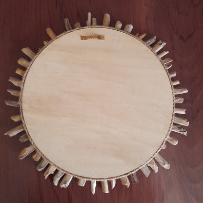 GRAND MIROIR SOLEIL EN RELIEF EN BOIS FLOTTÉ - MODÈLE N°1 - DÉCORATION UNIQUE, ORIGINALE et ARTISANALE