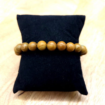 BRACELETS DE PERLES RONDES EN JASPE BOIS - 2 TAILLES AU CHOIX - BIJOUX ARTISANAUX, UNIQUES & ORIGINAUX