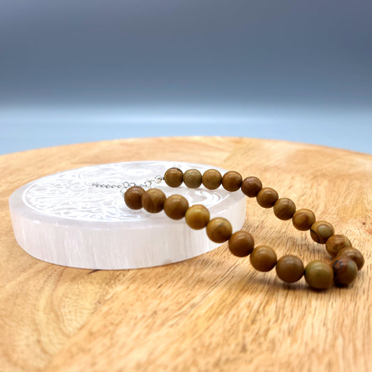BRACELETS DE PERLES RONDES EN JASPE BOIS - 2 TAILLES AU CHOIX - BIJOUX ARTISANAUX, UNIQUES & ORIGINAUX