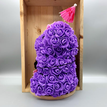 DÉCORATION " 2 EN 1 " JOLI OURSON 3D PROVENCE VIOLET + BIJOU COLLIER FANTAISIE - UNIQUE, ORIGINAL & ARTISANAL