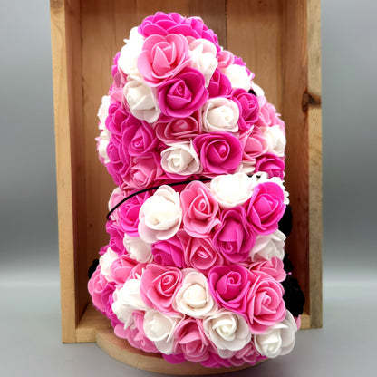 DÉCORATION " 2 EN 1 " OURSON ROSE & BLANC EN 3D + BIJOU COLLIER FANTAISIE - UNIQUE, ORIGINAL & ARTISANAL