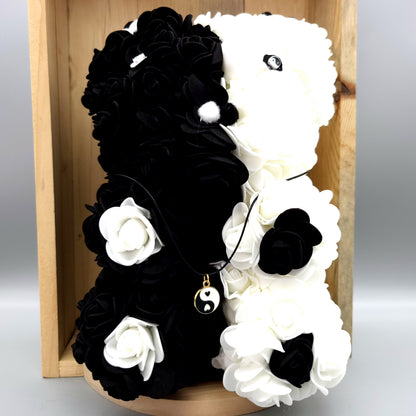 DÉCORATION " 2 EN 1 " OURSON 3D YIN YANG + BIJOU COLLIER FANTAISIE - UNIQUE, ORIGINAL & ARTISANAL