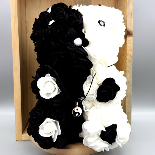 DÉCORATION " 2 EN 1 " OURSON 3D YIN YANG + BIJOU COLLIER FANTAISIE - UNIQUE, ORIGINAL & ARTISANAL