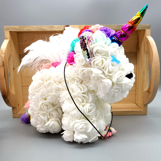 DÉCORATION " 2 EN 1 " SUBLIME LICORNE 3D BLANCHE & MULTICOLORES + BIJOU COLLIER FANTAISIE - UNIQUE, ORIGINAL & ARTISANAL