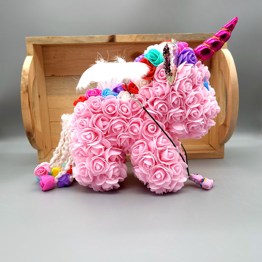 DÉCORATION " 2 EN 1 " SUBLIME LICORNE 3D ROSE & MULTICOLORES + BIJOU COLLIER FANTAISIE - UNIQUE, ORIGINAL & ARTISANAL